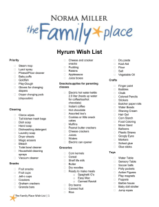 Norma Miller, The Family Place (Hyrum) Wish List