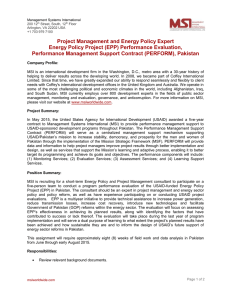 Project Mgt-Energy Policy Expert, PERFORM, Pakistan