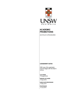 UNSW Academic Promotions – Policy and