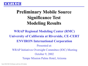Preliminary Mobile Source Significance Test Modeling Results