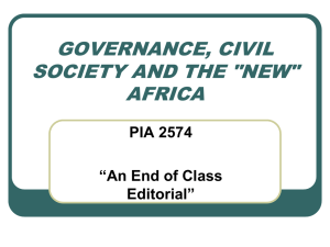 GOVERNANCE, CIVIL SOCIETY AND THE "NEW" AFRICA