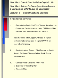 Lecture 5 - Capital Cost and Structure