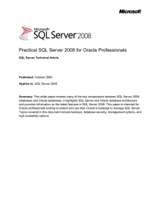 Practical SQL Server 2008 for Oracle DBA