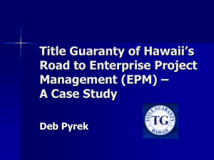 Title Guaranty of Hawaii's Road to Enterprise Project Management