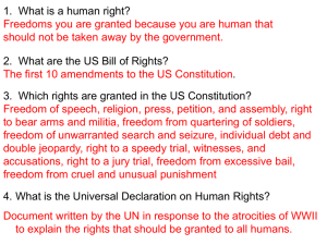 What is a human right? Freedoms you are granted that should not