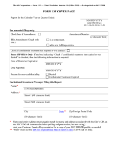 Form 13F Cover Worksheet