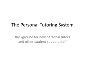 Personal Tutor system - Overview for new PTs