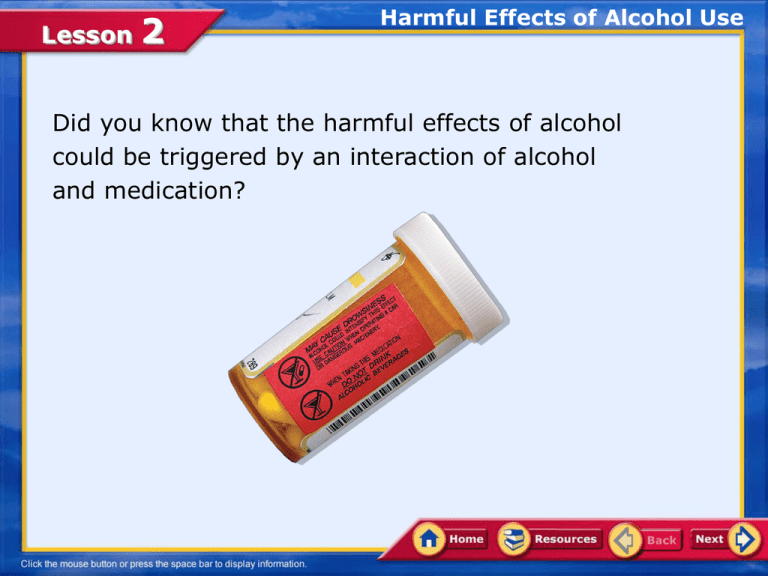 Lesson 2 Harmful Effects Of Alcohol Use