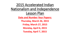 2015 Academic A Indian Nationalism and Independence Lesson Plan