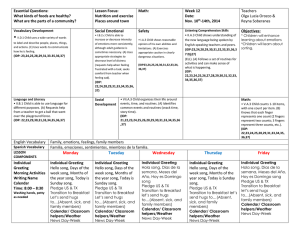 Essential Questions: What kinds of foods are healthy? What are the