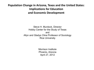 Population Change in Arizona, Texas and the United States