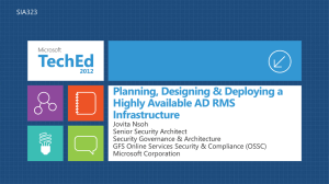 Planning, Designing & Deploying a Highly Available AD RMS