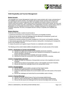 H102 Hospitality and Tourism Management Articulation Document