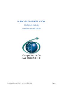 LA ROCHELLE BUSINESS SCHOOL COURSES IN ENGLISH