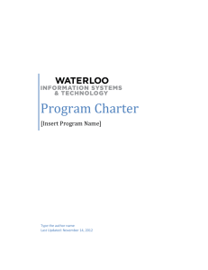 Program Charter - University of Waterloo