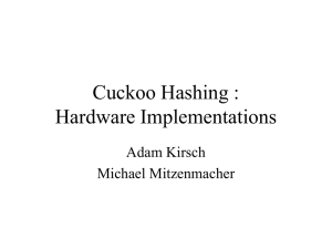 Cuckoo Hashing : Hardware Implementations