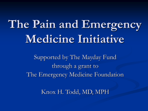 The Pain and Emergency Medicine Initiative