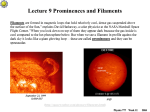 Week 13: Prominences and Filaments