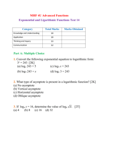 MHF 4U Exponential and Logarithmic Functions Test 14