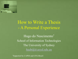 How to Write a Thesis - A Personal Experience