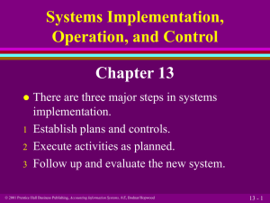 Systems Implementation, Operation, and Control