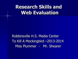 Research Skills and Web Evaluation