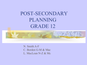 post-secondary planning grade 12's