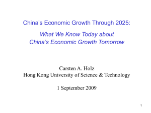 Economic Growth in China: Past and Future