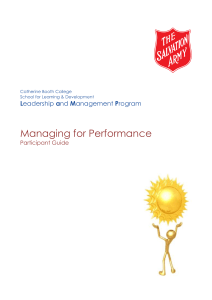 Managing for Performance - Public Places