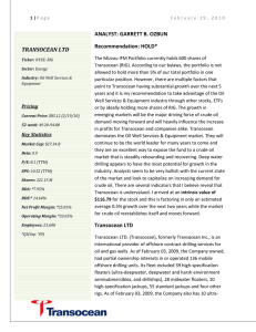 Transocean Stock Report 2010