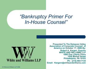 Bankruptcy Primer For In-House Counsel