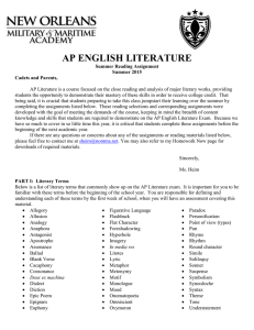 AP ENGLISH LITERATURE Summer Reading Assignment