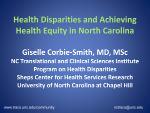Health Disparities and Achieving Health Equity in North Carolina