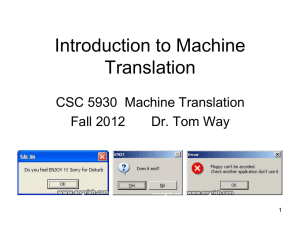 Machine translation - Villanova Department of Computing Sciences