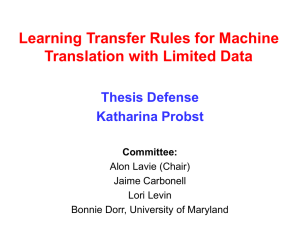 Automatically Induced Syntactic Transfer Rules for Machine