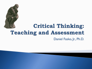 Critical Thinking: Teaching and Assessment