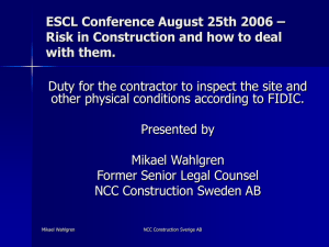 Risk in Construction and how to deal with them: Mikael Wahlgren