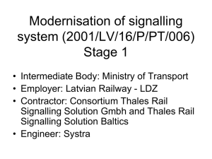 Modernisation of signalling system, Stage 1