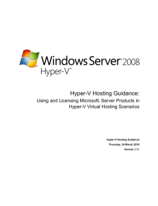 Hyper-V Hosting Guidance - Microsoft Center