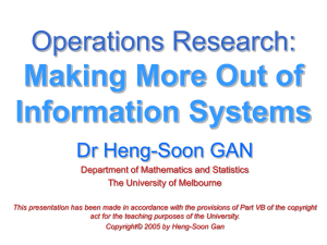 Operations Research - Melbourne Operations Research (MORe)
