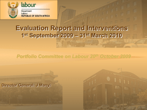 Short Term Interventions – by March 2010