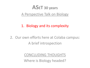 ASET 30 years A Perspective Talk on Biology