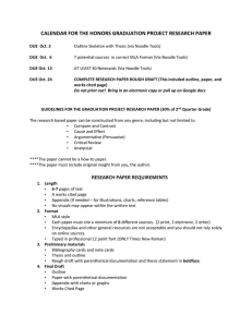 2014-2015 Honors Graduation Project Research Paper Requirements