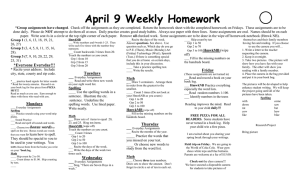 April 9 Weekly Homework