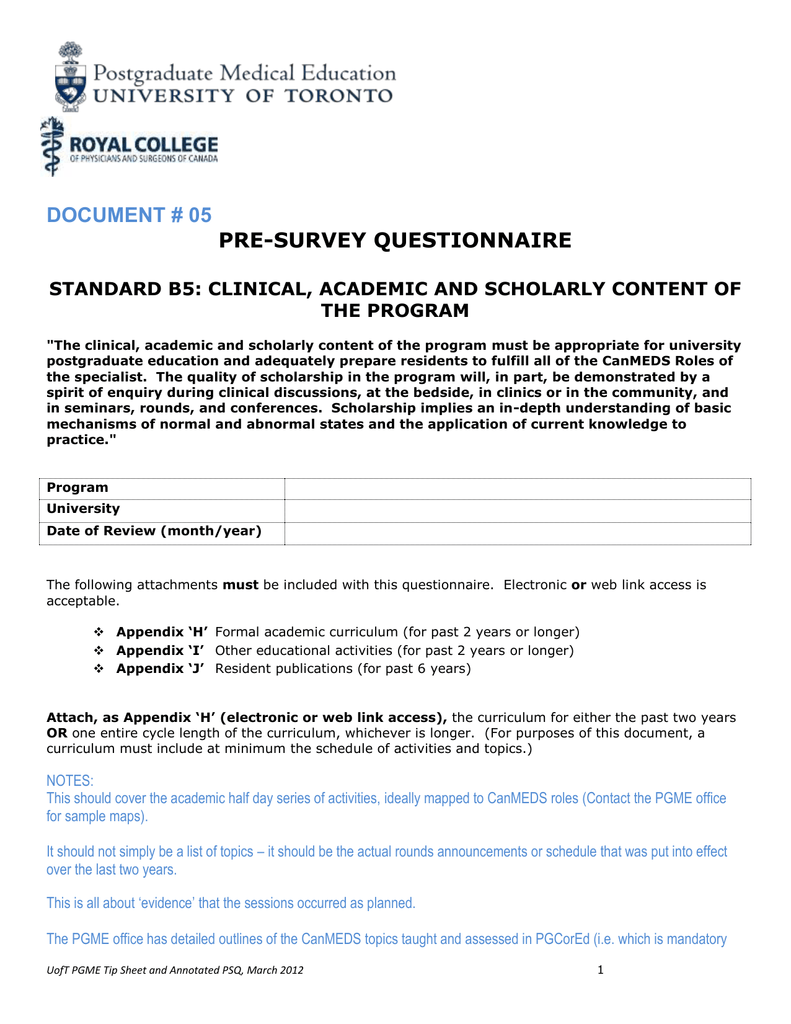 Anesthesia Questionnaire short version - PGME