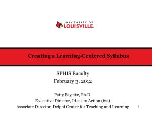 Creating a Learning-Centered Syllabus