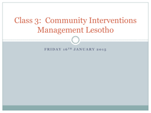 Class 3: Community Interventions Management Lesotho