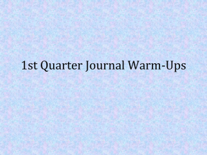 1st Quarter Journal Warm-Ups