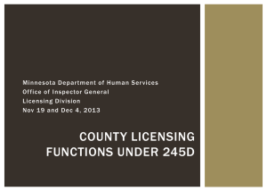 Licensing training (PDF) - Minnesota Department of Human Services