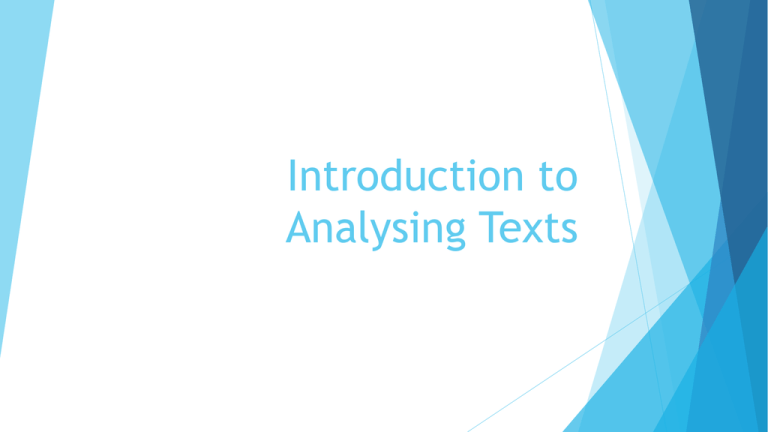 Analysing Texts II